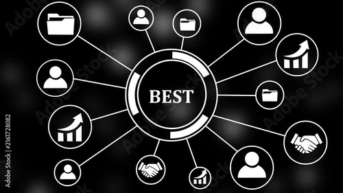 Business Professional Analyzing Best Performance and Quality Management Trends Chart Animation 4K, Digital Technology Premium Service Platform Graph on Particle Background. 4k video