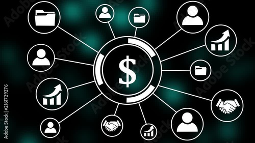 Business Professional Analyzing Financial Market and Dollar Investment Trends Chart Animation 4K, Digital Technology Banking Eco-System Platform Graph on Particle Background. 4k video