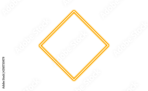 Glowing orange diamond frame isolated on white isolated on transparent background