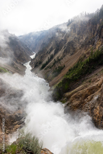 Canyon Of The Yellowstone With Mists