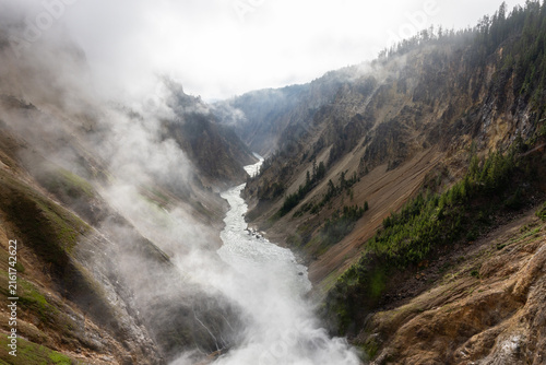 Canyon Of The Yellowstone With Mists