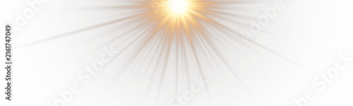 Canvastavla Realistic top sun lens flare light effect isolated on white background