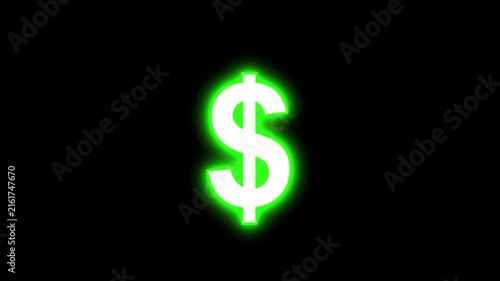 Glowing Green Dollar Sign Icon Animation