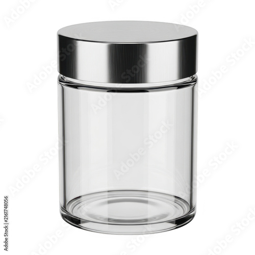 Clear glass jar with silver lid for storage and preservation
