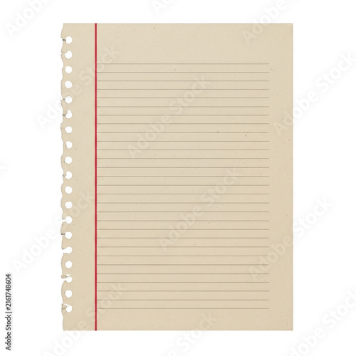 Blank lined notebook page with red vertical ruler guide