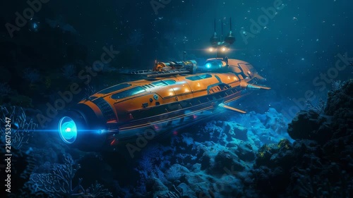 Submarine Exploring the Deep Ocean