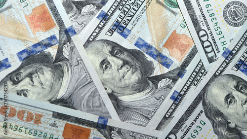 dollars banknotes, close-up. US dollars sample. 100 American dollars, Mr. Franklin. paper money, currency, cash. finance, payments, trade, financial transactions concepts, crisis, prosperity