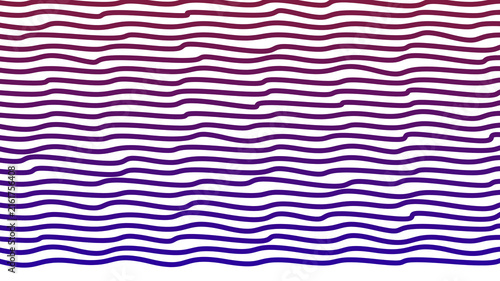Quadro su tela Wavy Gradient Lines: An abstract pattern featuring rows of wavy lines in a gradient of deep purple to vibrant red, creating a sense of fluidity and dynamic visual interest