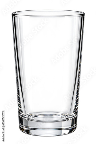 Glass drinking tumbler, isolated, transparent glass, realistic reflections, clean edges, no background