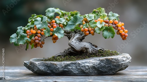 Bonsai tree with grapes