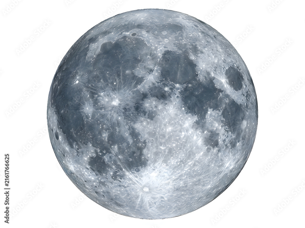 Fototapeta premium Full moon isolated on white background