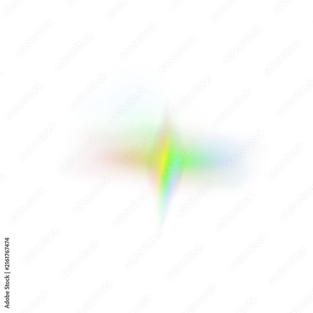 Fototapeta premium Rainbow light prism effect, transparent background. Hologram reflection, crystal flare leak shadow overlay.