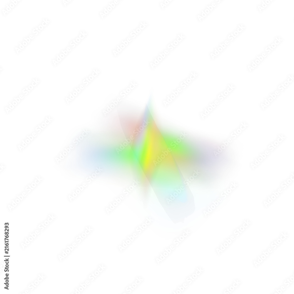 Fototapeta premium Rainbow light prism effect, transparent background. Hologram reflection, crystal flare leak shadow overlay.