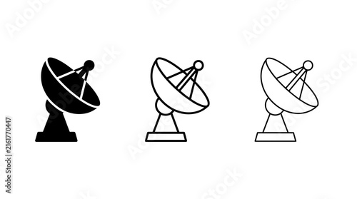 Satellite dish icon set isolated on transparent background