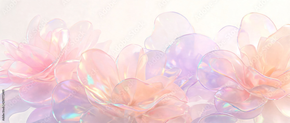 Obraz premium Soft Iridescent Glass Flower Abstract Wallpaper Background