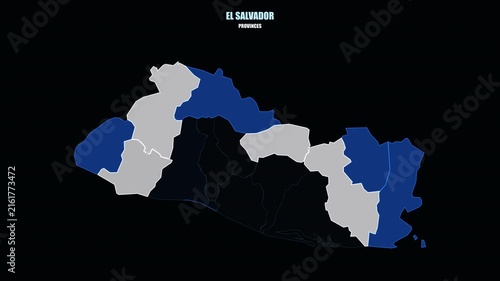 El Salvador Highlighted on World Map with Flag Colored Regional Assembly
