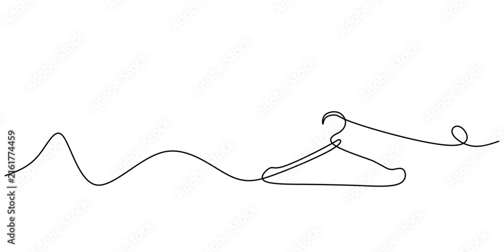 Obraz premium Hanger line art, Continuous line drawing of a clothes hanger, symbolizing fashion, organization, and simplicity