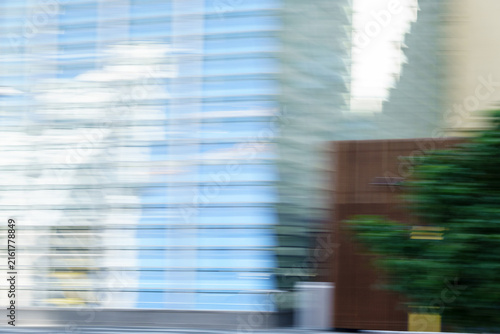 Foto Modern commercial buildings blurred effect creating impressionist style in Downt