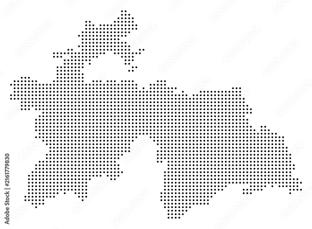 Obraz premium Black Dot Tajikistan Map Asian Country