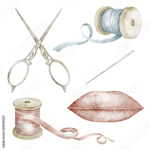 Quadro su tela Sewing watercolor set
