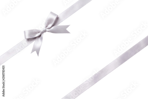 Obraz na płótnie Silver ribbon bow isolated on transparent background