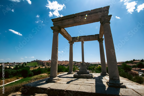 Los Cuatro Postes Monument and Stone Steps Overlooking Avila Spain