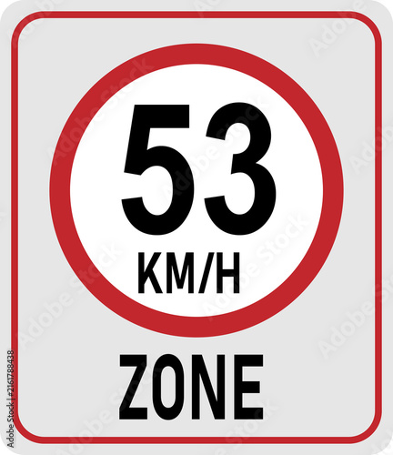 Foto 53 km h speed limit zone. Vector illustration