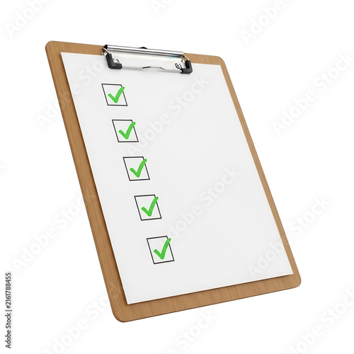 Clipboard with paper and green check marks for tasks
