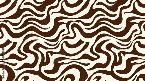 Brown Retro Wavy Seamless Pattern Abstract Background