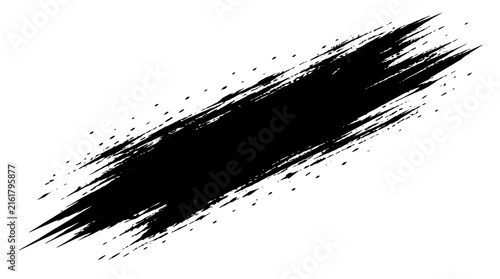 Diagonal Black Brush Stroke As Graphic Element.