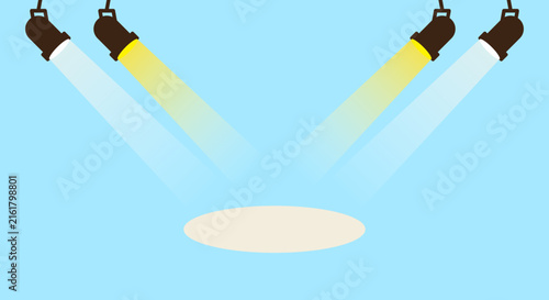 stage spotlight light beam show vector theater illumination bright focus glowing lamp ray circle floor.