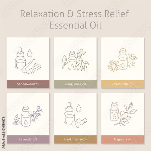 Relaxation and Stress Relief Essential Oils Collection, Natural Aromatherapy Ingredients