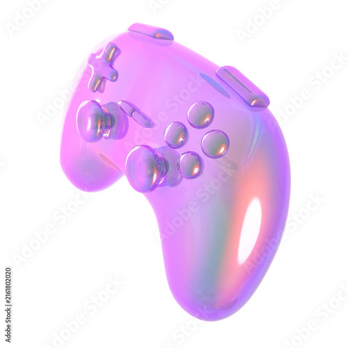 Canvastavla Glossy chrome 3D gamepad controller icon, alternate angle