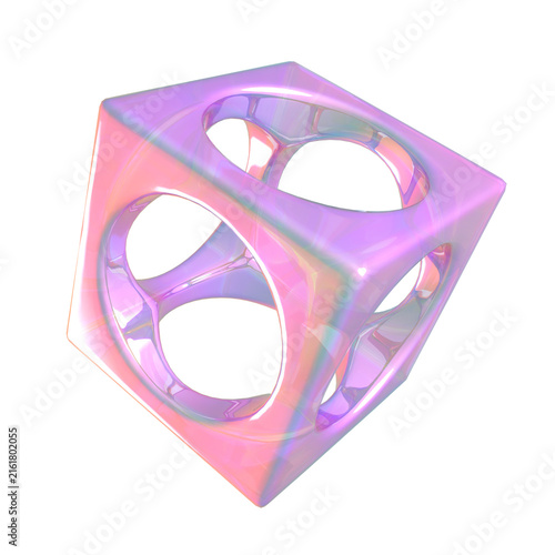 Принти на полотні Abstract iridescent holographic 3D faceted gem polyhedron, Y2K aesthetic