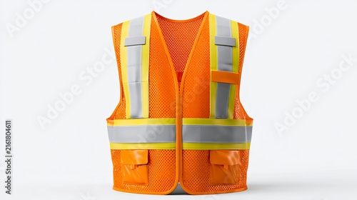 3D Rendering of Orange Safety Vest on White Background with Soft Coloring