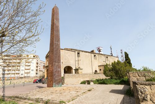 Cityscapes of The Obelisk of Enna Center of Sicily (Obelisco di Enna – Centro dalla Sicilia) in Enna Province, Sicily, Italy.