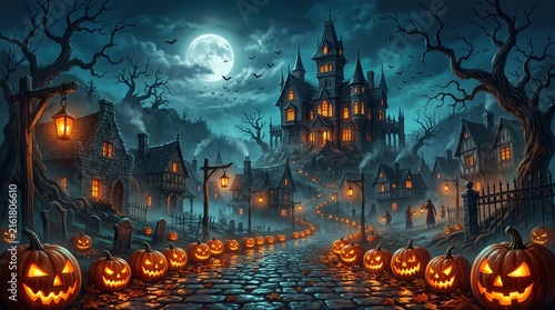 Cartoon illustration of kids celebrating halloween