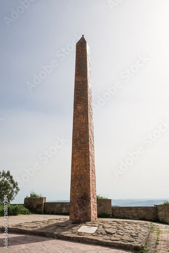 Cityscapes of The Obelisk of Enna Center of Sicily (Obelisco di Enna – Centro dalla Sicilia) in Enna Province, Sicily, Italy.
