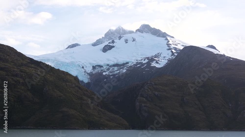 Tierra Del Fuego South America Argentina. Antarctica Mountains Covered in Snow and Ice View From Cruise Ship. Beautiful Landscape Remote Nature