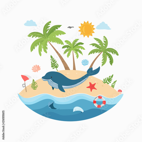 Tropical Summer Ocean Vector