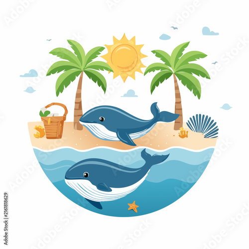 Tropical Summer Ocean Vector