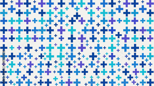 Colorful geometric plus signs pattern design with transparent background
