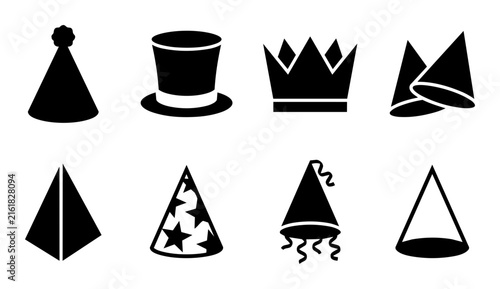 Party and Celebration Hat Icons Set Vector Illustration.