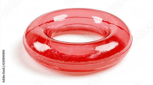 Professional Transparent Red Inflatable Swim Ring Isolated on White Background