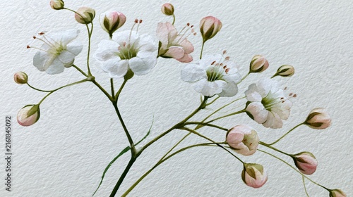 Beautiful Watercolor Baby's Breath Floral Illustration on White Background