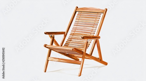 Minimalist Wooden Chair Isolated on White Background in Soft Colours