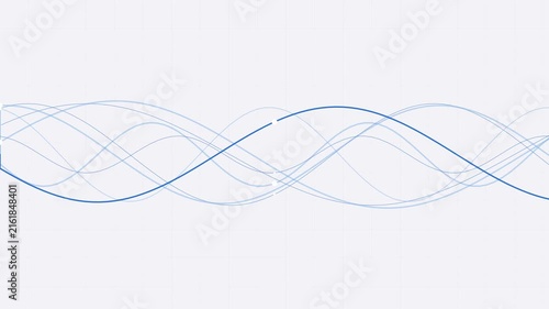 Abstract white background with blue moving wave lines, dynamic graphic footage, loopable clip.