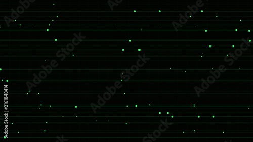 Digital grid lines with glowing dots moving in futuristic cyberspace motion background.