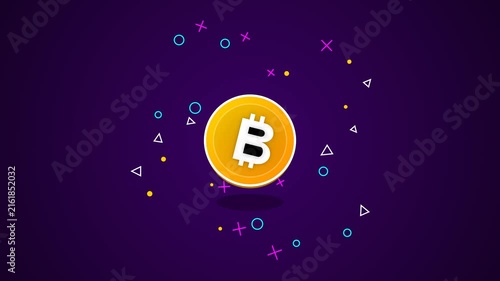 Bitcoin Coin Floating With Orbiting Icons Seamless Loop Animation