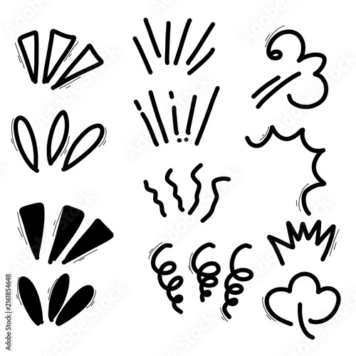 Handdrawn Cartoon Doodle Elements Collection, Playful Sketch Icons and Decorative Graphic Symbols